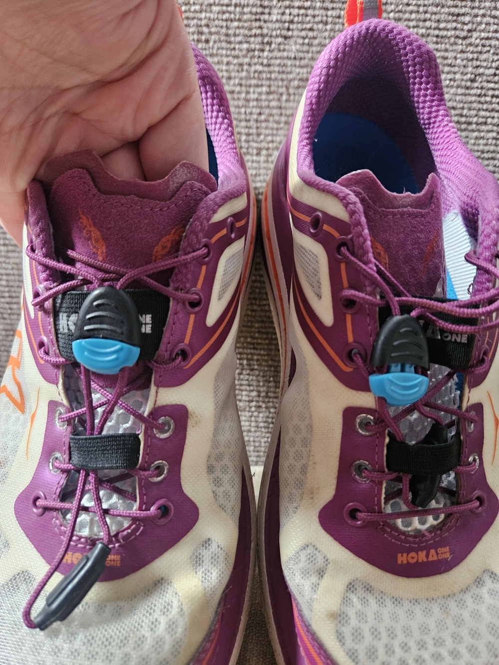 Hoka Women's White Purple Orange Trail Running Shoes - Picture 8 of 8